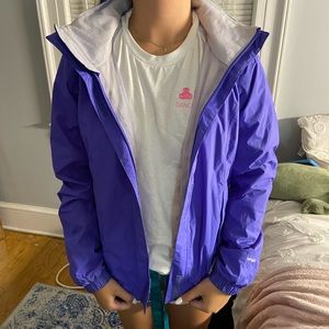 Purple north face rain jacket